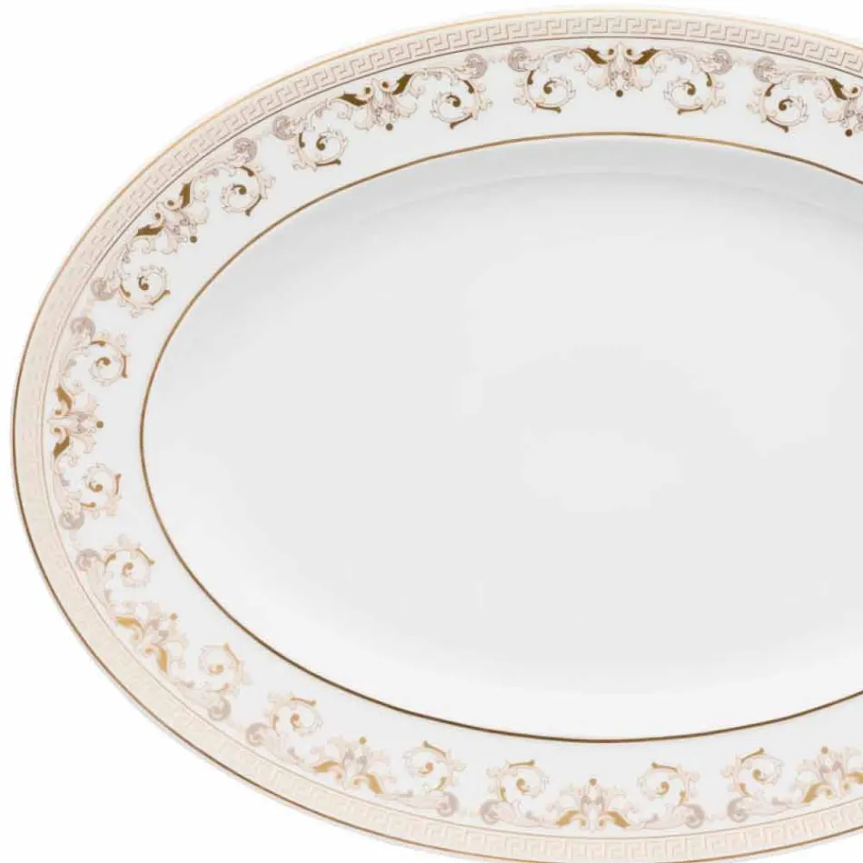 Rosenthal Versace Medusa Gala 34cm porcelæn oval plade design Viadurini