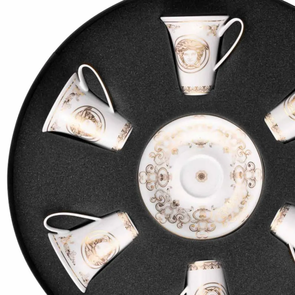 Rosenthal Versace Medusa Gala September 6 espressokopper porcelæn stykker Viadurini