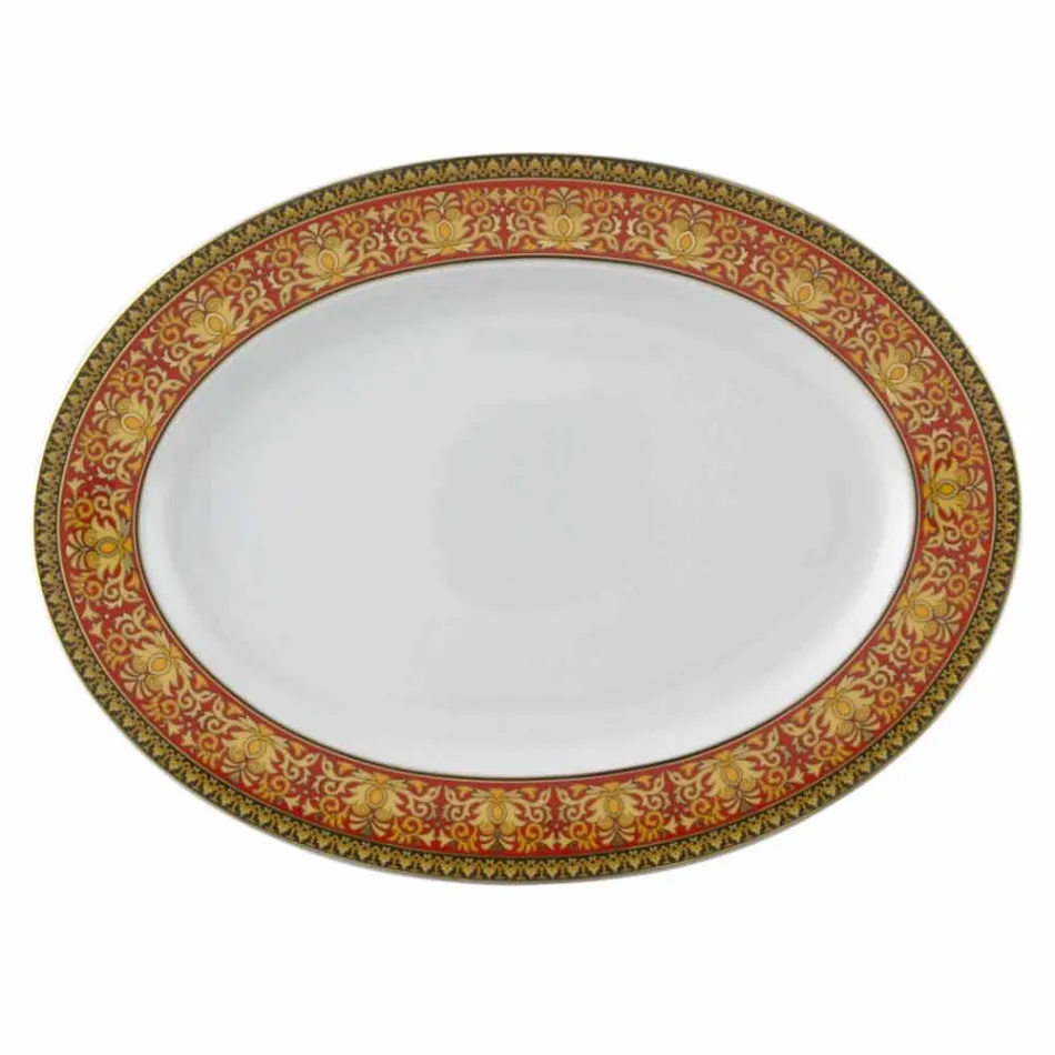 Rosenthal Versace Medusa Red Ovalt fad 40cm porcelæn design Viadurini