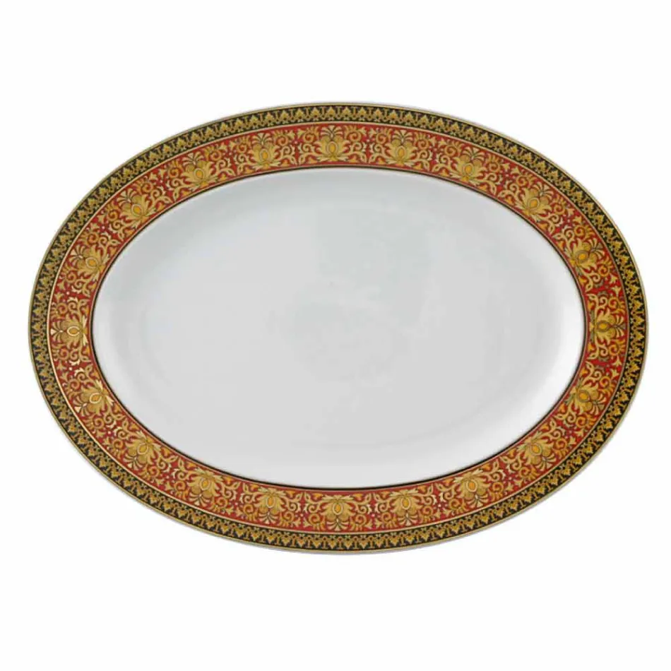 Rosenthal Versace Medusa Rød oval design porcelæn fad Viadurini