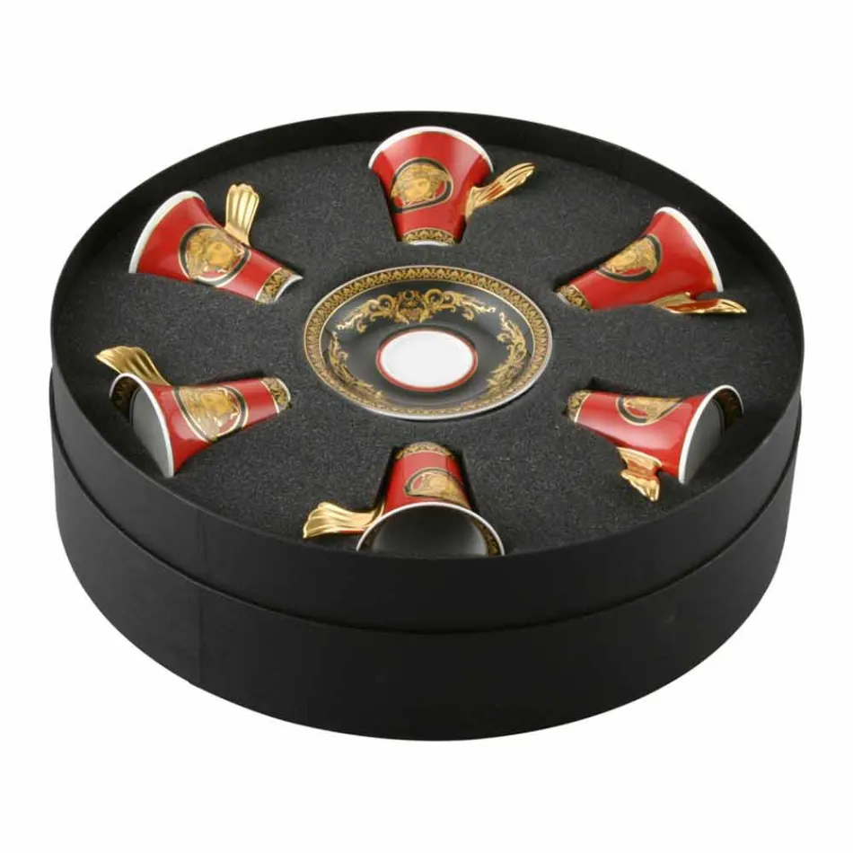 Rosenthal Versace Medusa Rød September porcelæn espressokopper 6 stk Viadurini