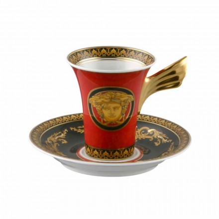 Rosenthal Versace Medusa Red kaffekop lavet af porcelæn design Viadurini