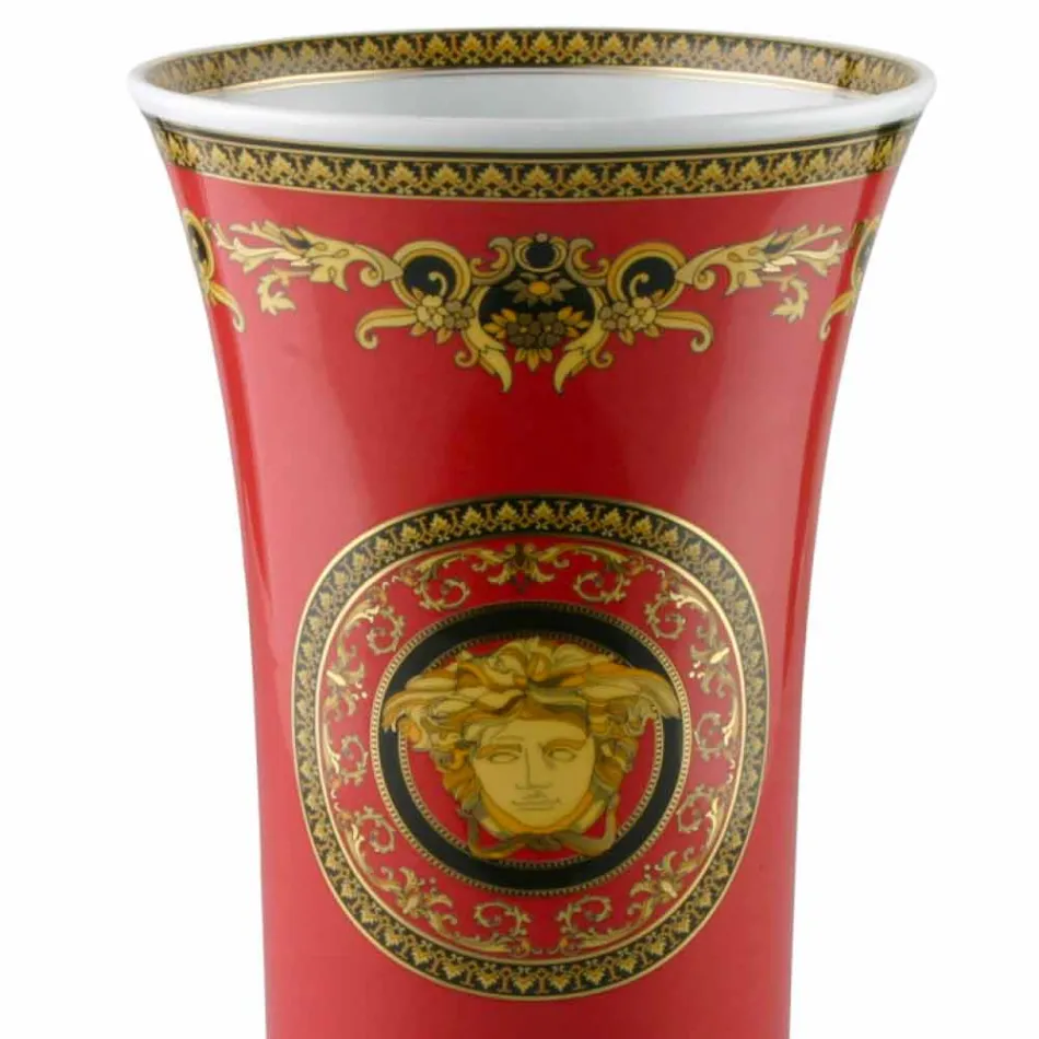 Rosenthal Versace Medusa Red Vase af moderne design porcelæn 34cm Viadurini