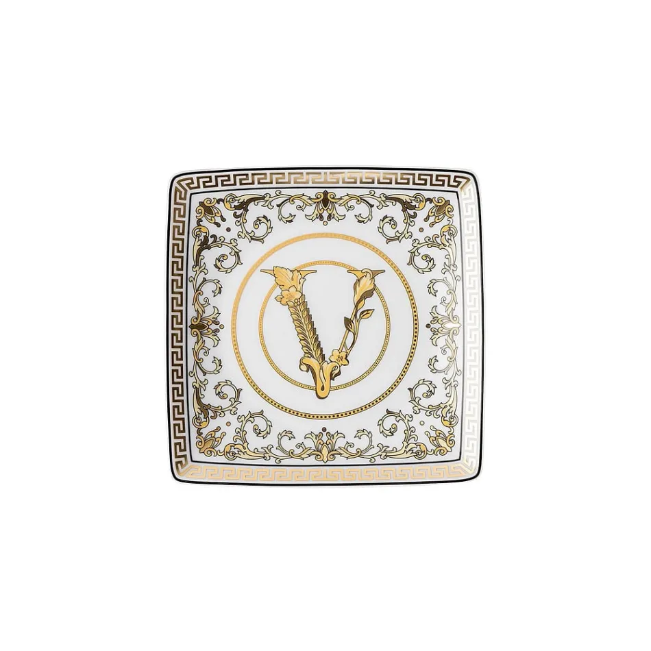 Rosenthal Versace Virtus Gala 6 flade firkantede skåle 15x15 cm i porcelæn - barok Viadurini