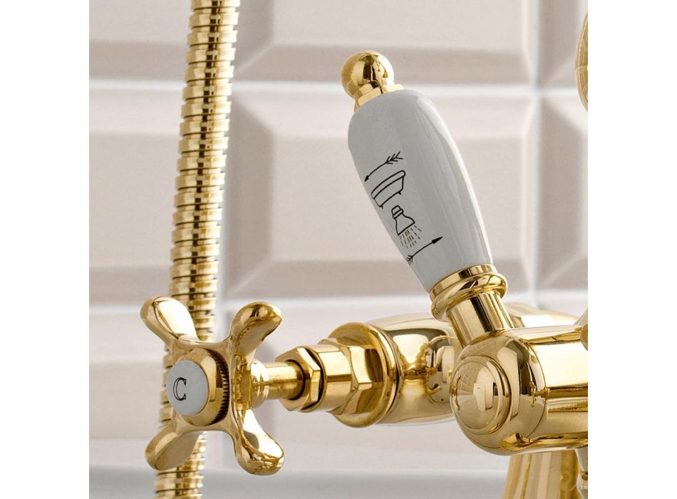 Badekarhane i messing med håndbruser i klassisk luksusstil - Fioretta Viadurini
