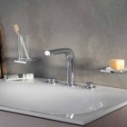 Mixer til moderne design til håndvask med 3 metalhuller Højde 15 cm - Pinto Viadurini