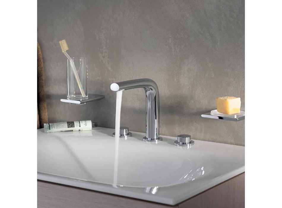Mixer til moderne design til håndvask med 3 metalhuller Højde 15 cm - Pinto Viadurini