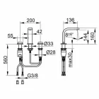 Moderne design håndvaskarmatur med 3 metalhuller - Etto Viadurini
