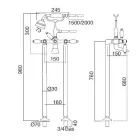 Gulvstående badekararmatur med messinghåndbruser fremstillet i Italien - Noriana Viadurini