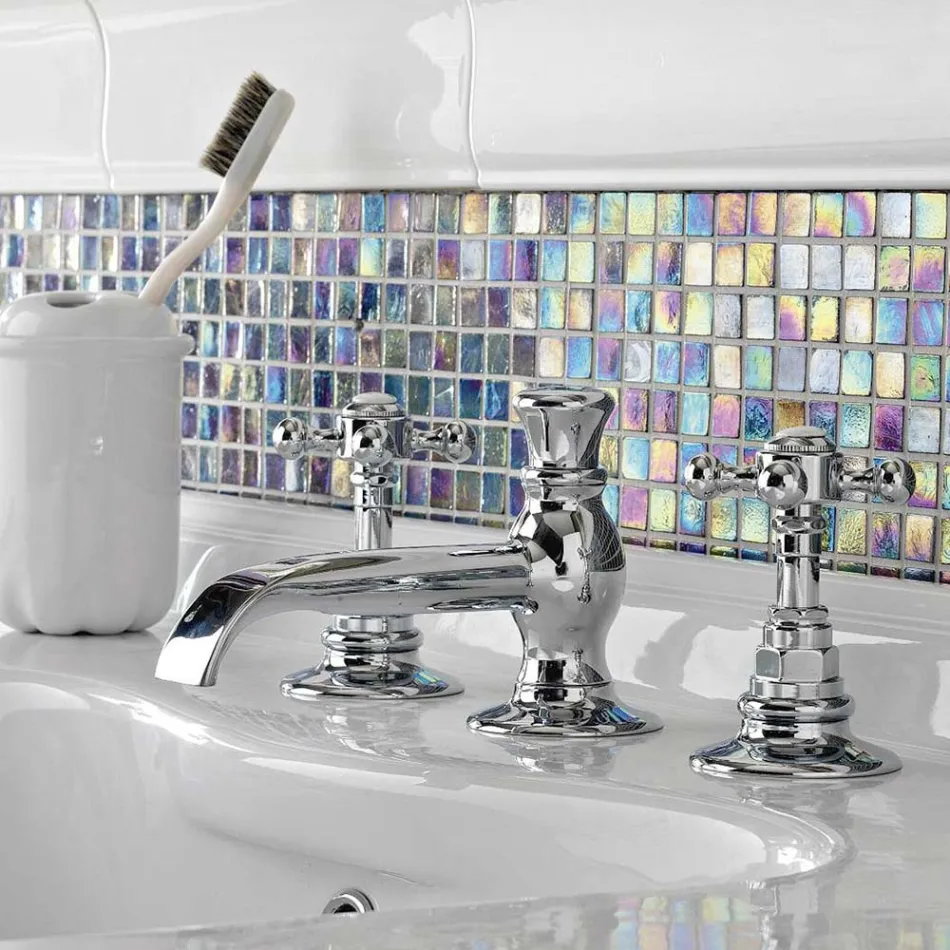 Vintage 3-hullers håndvaskhane i vintage messing Fremstillet i Italien - Elisea Viadurini