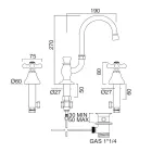 3 hullers håndvaskhane i messing med høj tud og afløb - Ercolina Viadurini