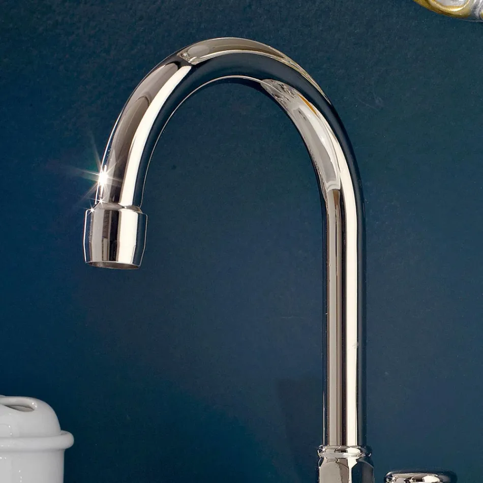 3 hullers håndvaskhane i messing med høj tud og afløb - Ercolina Viadurini