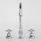 3 hullers håndvaskhane i messing med høj tud og afløb - Ercolina Viadurini