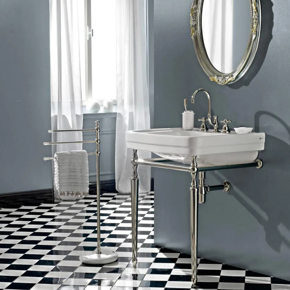 3 hullers håndvaskhane i messing med høj tud og afløb - Ercolina Viadurini