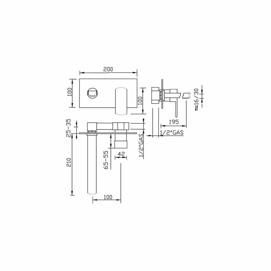 Design vægblanderhane, enkelt plade fremstillet i Italien - Sika Viadurini