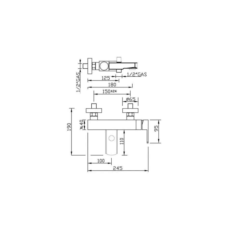 Ekstern blandebatteri til badekar fremstillet i Italien Messing - Sika Viadurini