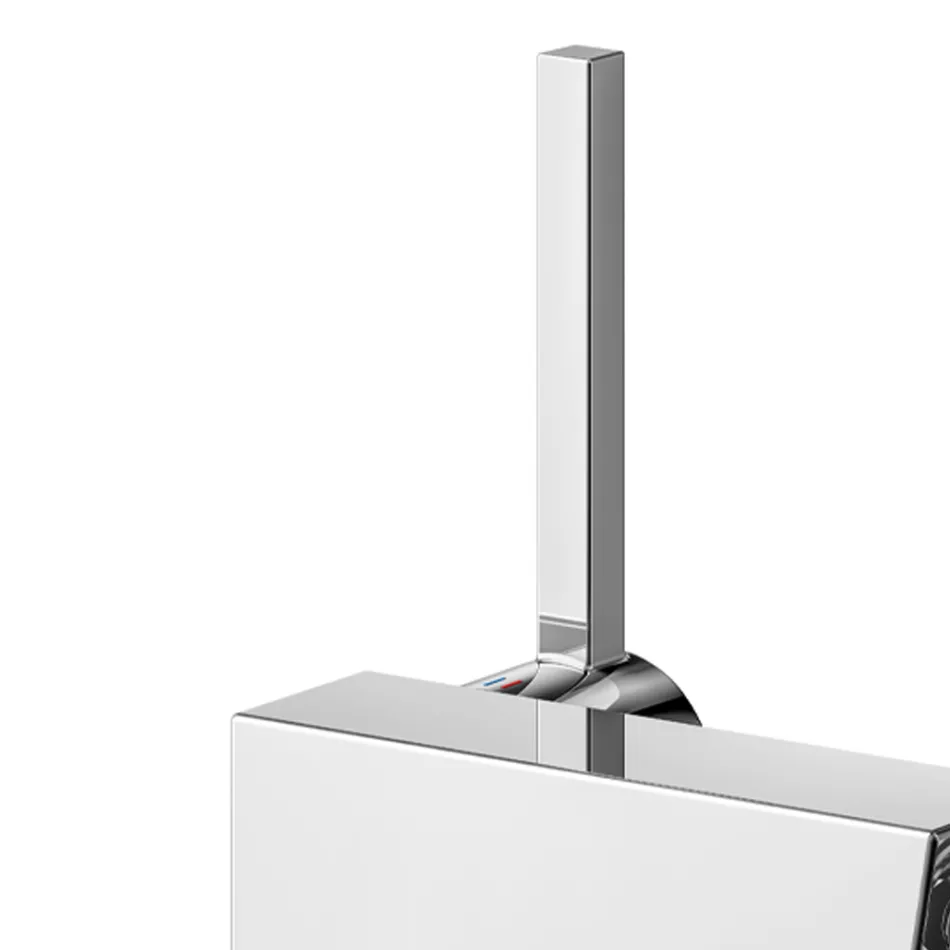 Bidet etgrebs blandingsbatteri med firkantet designafløb - Erik Viadurini