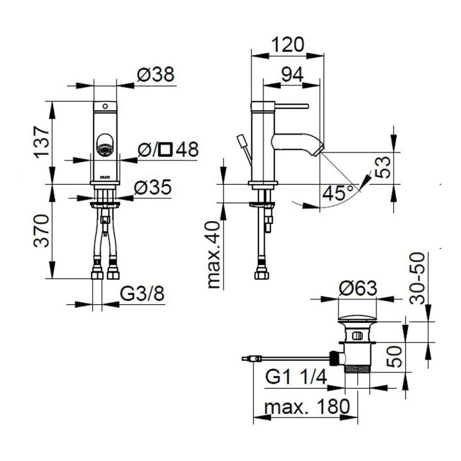 Etgrebs håndvaskarmatur armatur Messing Rundt Design - Antilio Viadurini