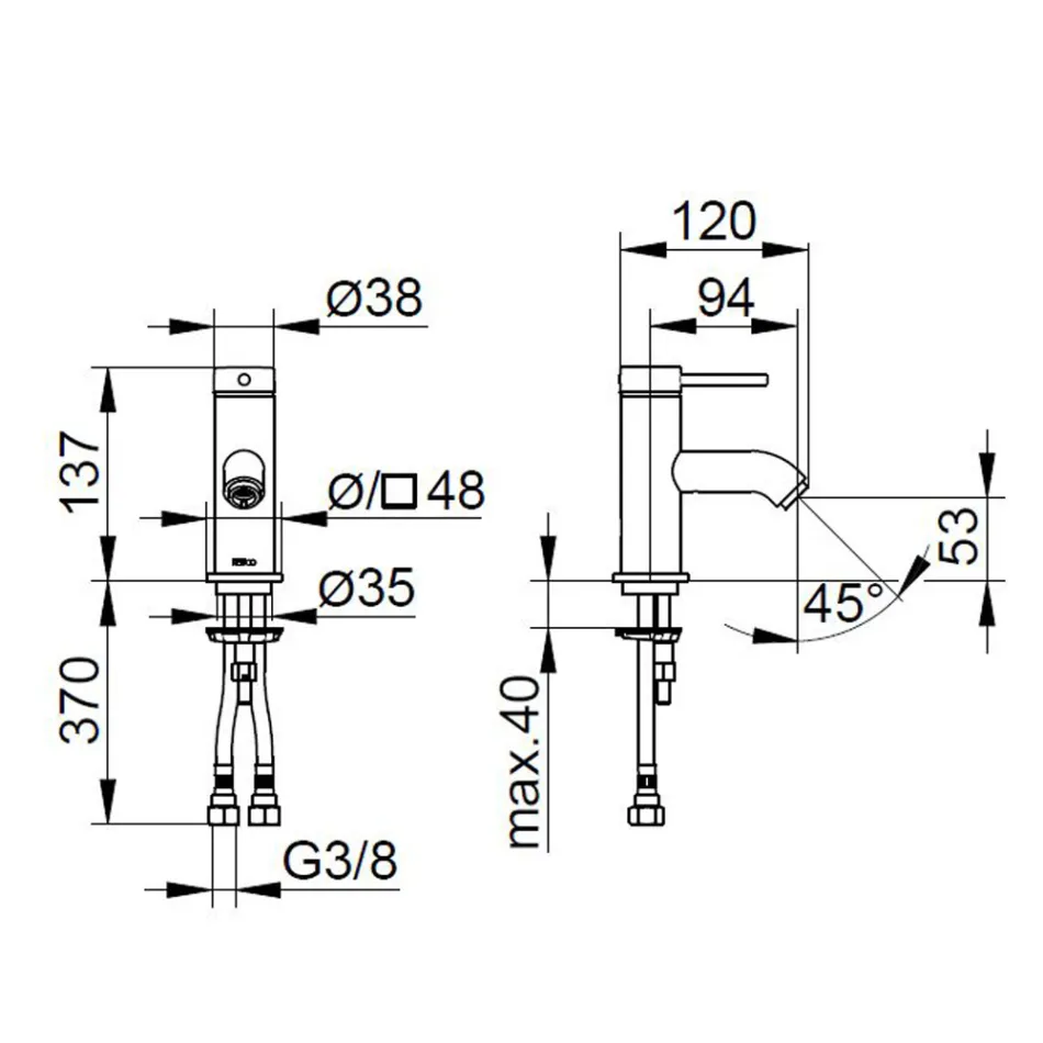 Etgrebs håndvaskarmatur armatur Messing Rundt Design - Antilio Viadurini