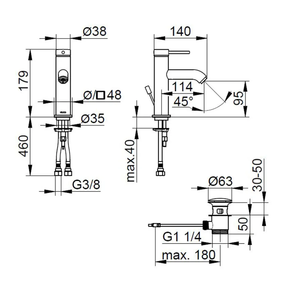 Etgrebs håndvaskarmatur armatur Messing Rundt Design - Antilio Viadurini
