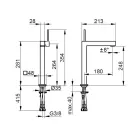 Firkantet design messing 1-grebs håndvaskarmatur - Erik Viadurini