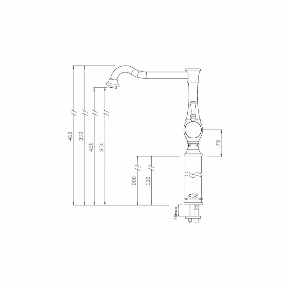 High Barrel Design håndvaskarmatur fremstillet i Italien - Neno Viadurini