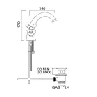 Enkelthuls håndvaskhane i messing med afløb i klassisk stil - Ercolina Viadurini