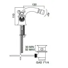 Enkelthuls bidethane i messing med klassiske sommerfuglehåndtag - Fioretta Viadurini