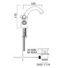 Klassisk enkelt huls håndvaskehane i messing og sommerfuglehåndtag - Miriano Viadurini
