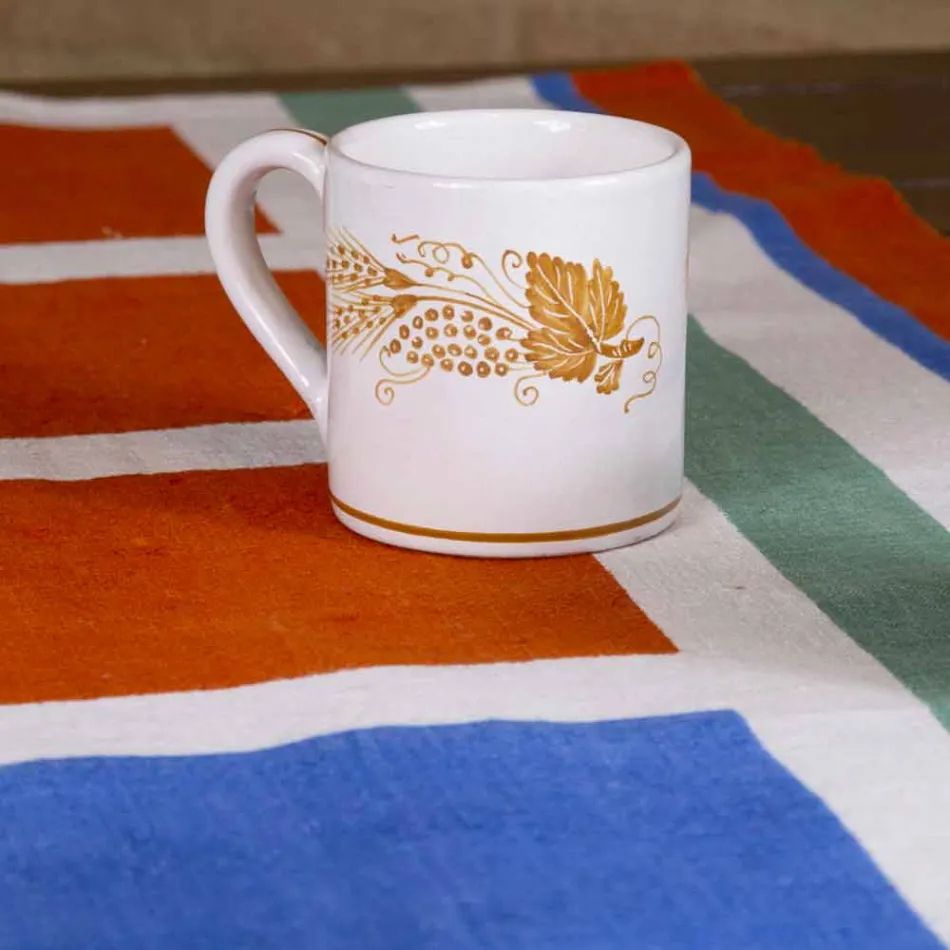 Håndmalet hamp Runner italiensk kunst unikt stykke - mærker Viadurini