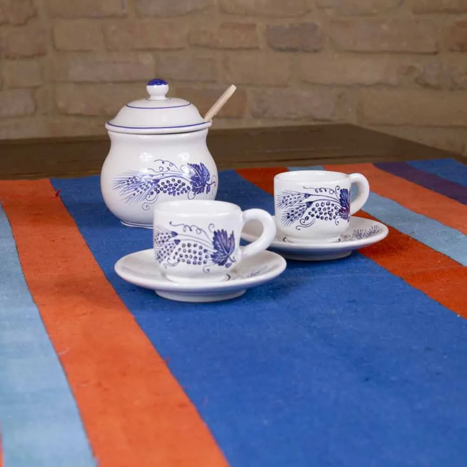 Runner for italiensk kunst produceret og håndmalet i hamp unikt stykke - mærker Viadurini