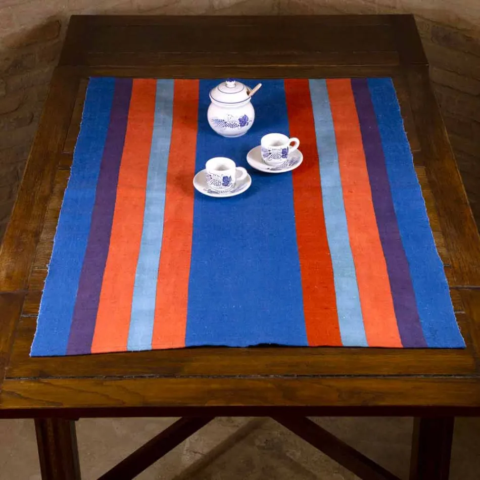 Runner for italiensk kunst produceret og håndmalet i hamp unikt stykke - mærker Viadurini