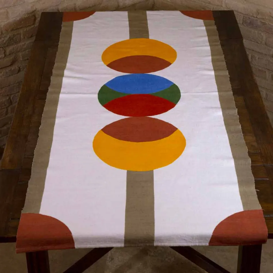 Håndmalet italiensk hamp løber et stykke - mærker Viadurini