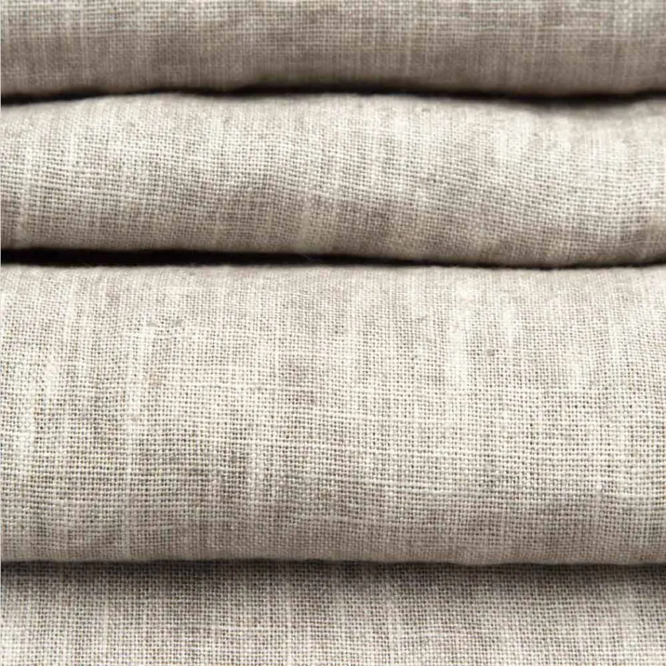 Beige linnedløber med italiensk håndværker luksus foldet kant - Limao Viadurini