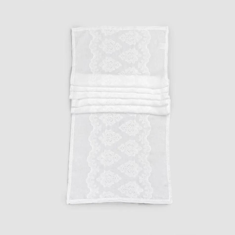 Bordløber i 100 % hør med italiensk luksusdesignbroderi - Jujube Viadurini