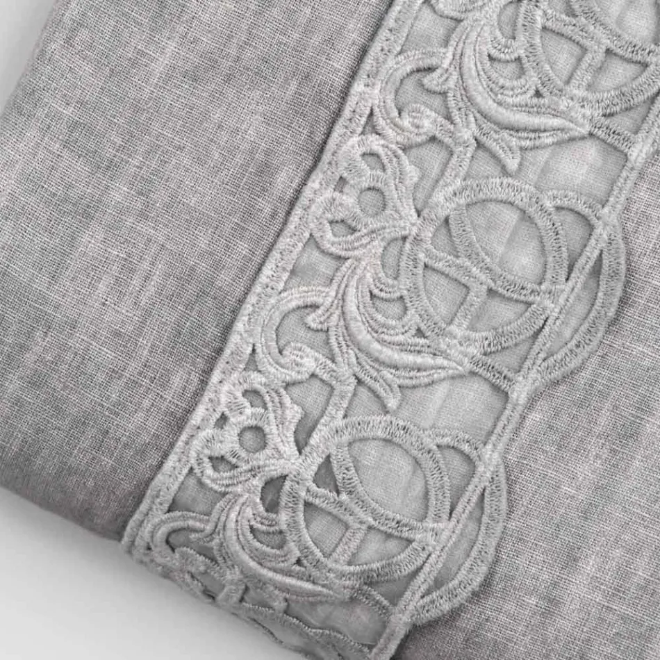 Dynebetræk af hør Opbevaringspose med Sinergia blonder og knapper - Energis Viadurini