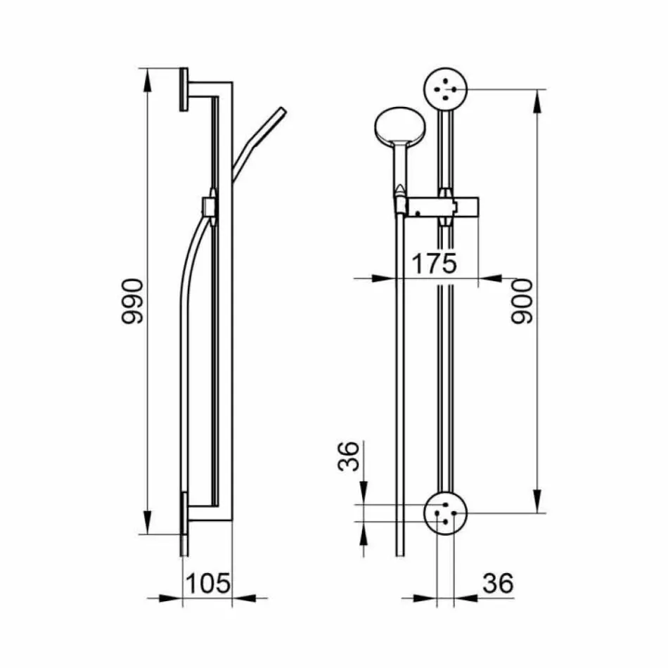 Bruserstang med design forkromet metalhåndbruser - Girino Viadurini