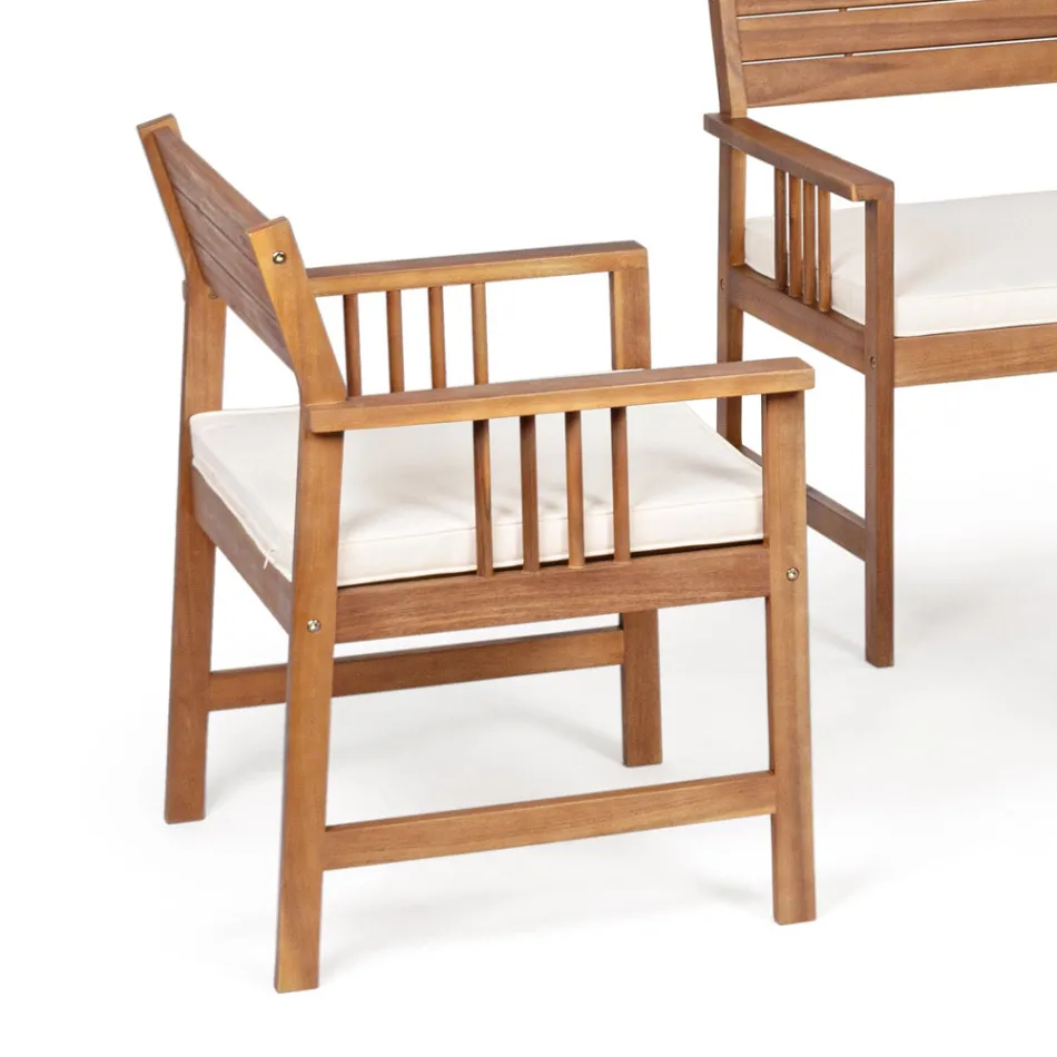 Stue med 4 designer havetilbehør i akacietræ - Roxen Viadurini