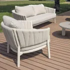 Stue bestående af 2 lænestole, 1 sofa og 2 sofaborde i aluminium - Fusion Viadurini