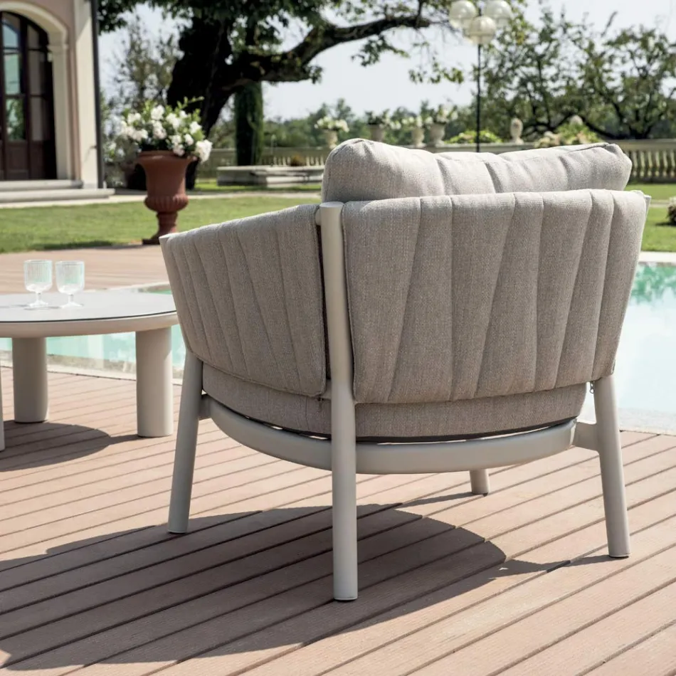 Stue bestående af 2 lænestole, 1 sofa og 2 sofaborde i aluminium - Fusion Viadurini