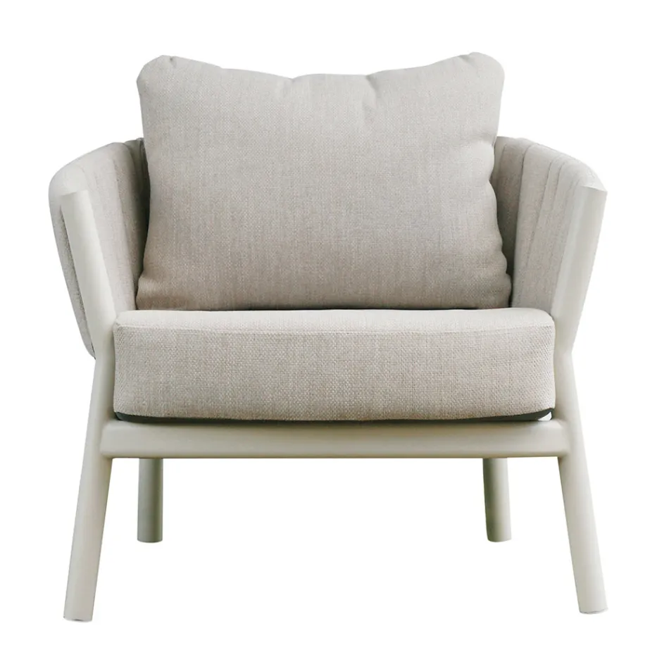 Stue bestående af 2 lænestole, 1 sofa og 2 sofaborde i aluminium - Fusion Viadurini