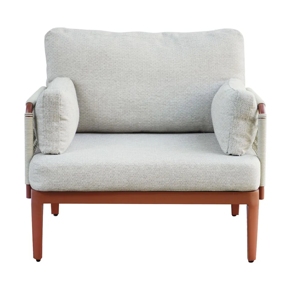 Stue bestående af 2 lænestole, 1 sofa og sofabord i aluminium - Symphony Viadurini