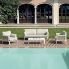 Stue bestående af 2 lænestole, 1 sofa og sofabord i aluminium - Symphony Viadurini