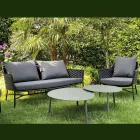 Stue bestående af sofa, lænestole og 2 alu sofaborde - Yuma Viadurini