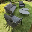 Stue bestående af sofa, lænestole og 2 alu sofaborde - Yuma Viadurini