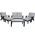 Stue bestående af sofa, sofabord og lænestole med fodstøtte - Opslagstavle Viadurini