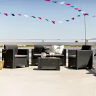 Stue med 1 sofa, 2 lænestole og 1 sofabord med sædehynder - Maskine Viadurini