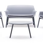 Stue med 1 sofa, 2 lænestole og 1 sofabord i polypropylen - Maskine Viadurini