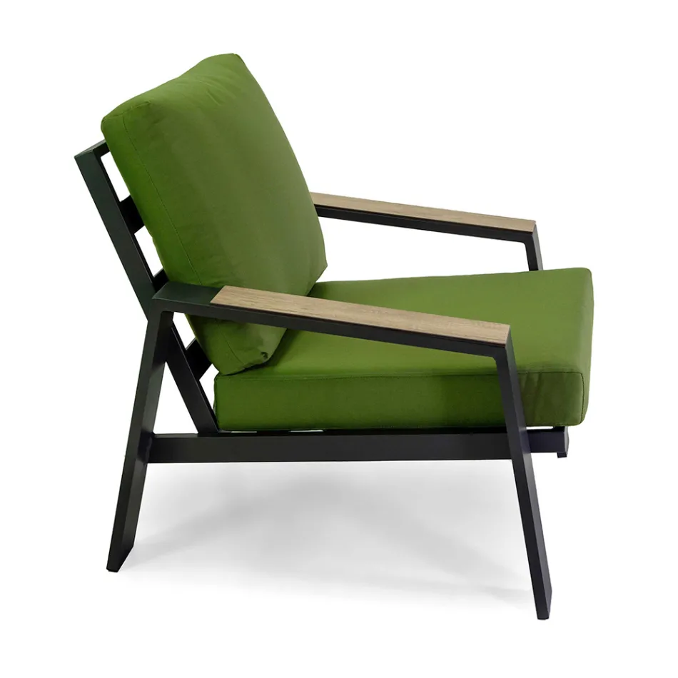 Udendørs stue bestående af 1 sofa, 2 lænestole og 1 sofabord - Righello Viadurini