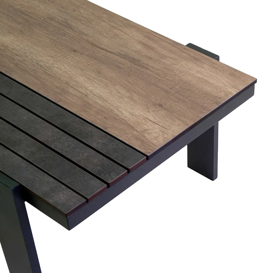 Udendørs stue bestående af 1 sofa, 2 lænestole og 1 sofabord - Righello Viadurini